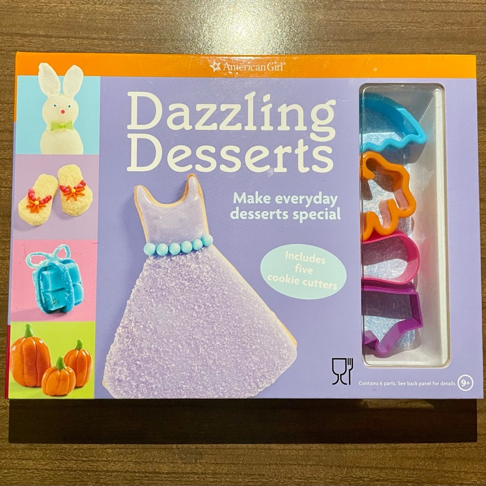 American Girl NEW Dazzling Desserts How-To Book with 5 Unique Cookie Cutters